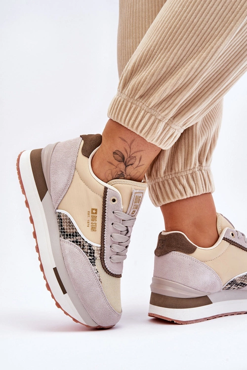 Modne Sneakersy Memory Foam System Big Star LL274364 Beżowe