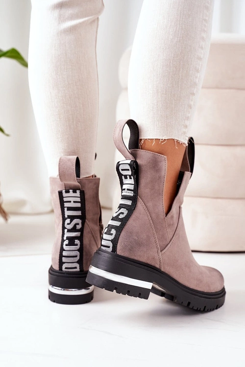 Ocieplane Botki Sztyblety Z Suwakiem Szare My Way