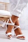Eleganckie Sandały Na Słupku Białe Michele