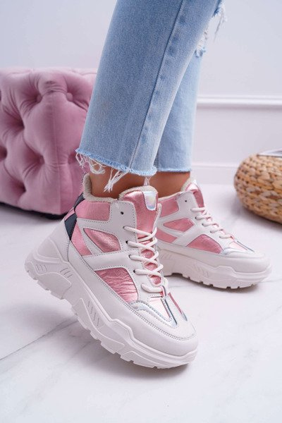 Damskie Sportowe Obuwie Różowe Ocieplane Midrow