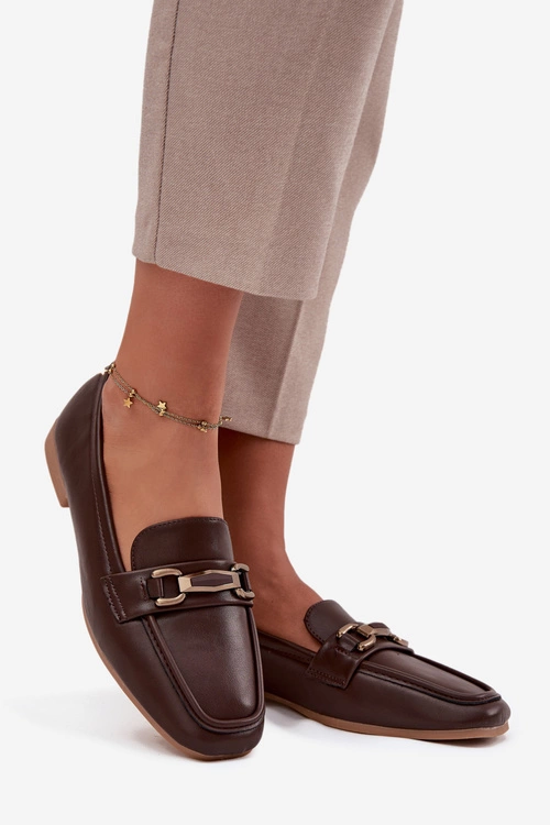 Półbuty Loafersy Damskie Z Ozdobą Brązowe Priscelle