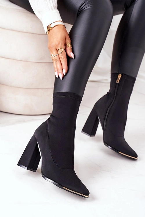 Botki Na Słupku Z Elastycznej Tkaniny Czarne Effect Wow