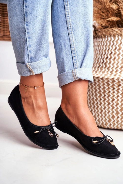 Baleriny Damskie Lu Boo Zamszowe Czarne Layla