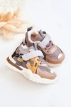 Dziecięce Materiałowe Buty Sportowe Szaro-Brązowe Nathine