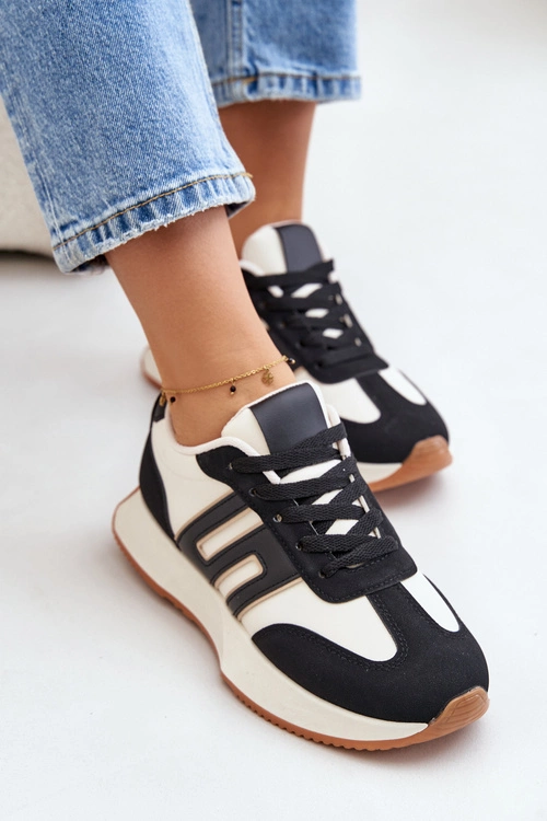 Sneakersy Buty Sportowe Na Platformie Damskie Czarne Thari