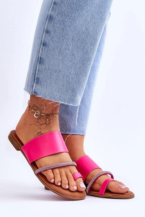 Damskie Klapki Japonki Z Ozdobnym Paskiem Fuksja Sublime