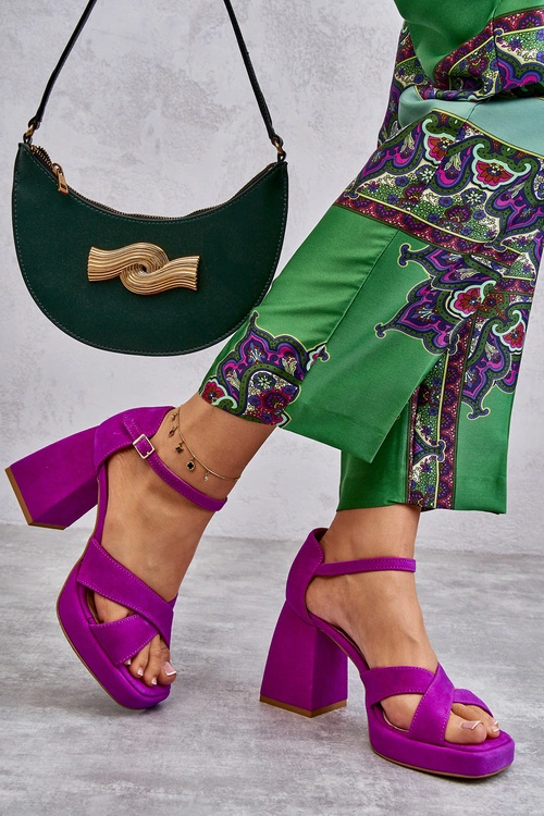 Damskie Zamszowe Sandały Na Obcasie Lewski Shoes 3221 Fuksja