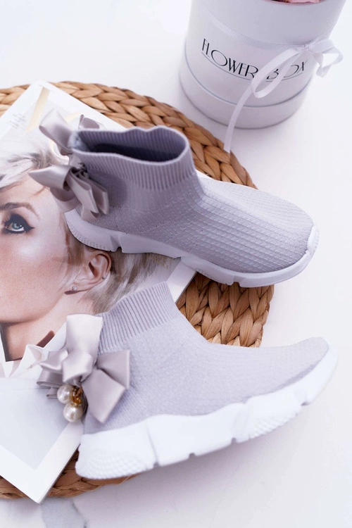 Dziecięce Obuwie Sportowe Wsuwane Z Kokardką Szare Verone