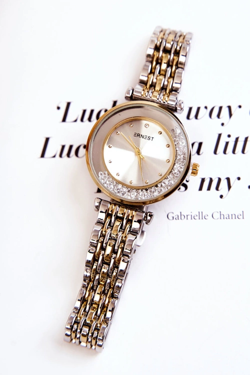 Damskie Zegarek Na Bransolecie Z Cyrkoniami ERNEST Srebrno-Złoty