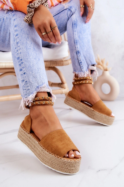 Sandałki Espadryle Na Platformie Camel Jeannie