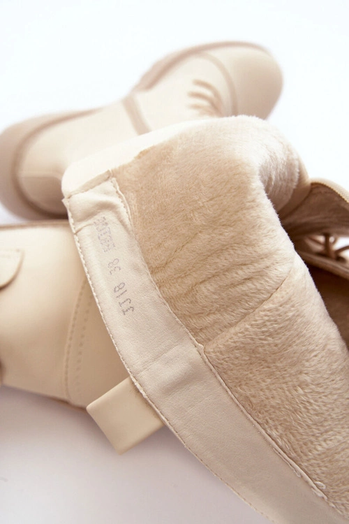 Sznurowane Ocieplane Kozaki Glany Przed Kolano Beżowe Bergdis