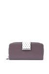 Damski Duży Portfel Na Suwak Kropki Fioletowy Lunelly