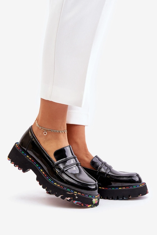 Masywne Mokasyny Damskie Lakierowane Artiker 55C0489 Czarne