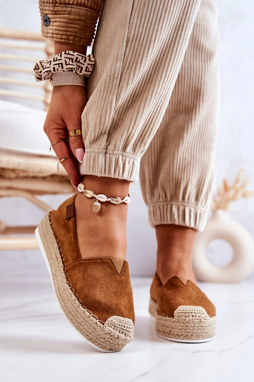 Zamszowe Espadryle Wsuwane Camel Lesley