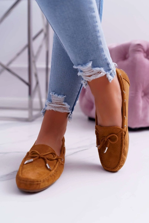 Mokasyny Damskie Wygodne Eko-zamsz Camel Memfi