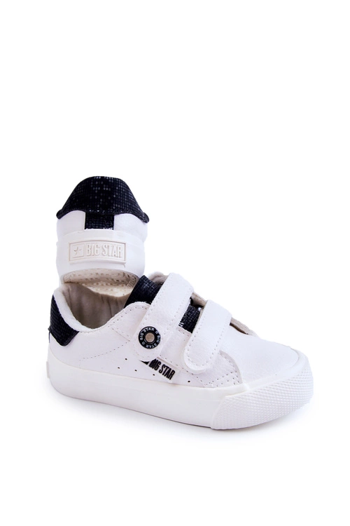 Dziecięce Trampki Na Rzepy Big Star JJ374108 Biało-Czarne