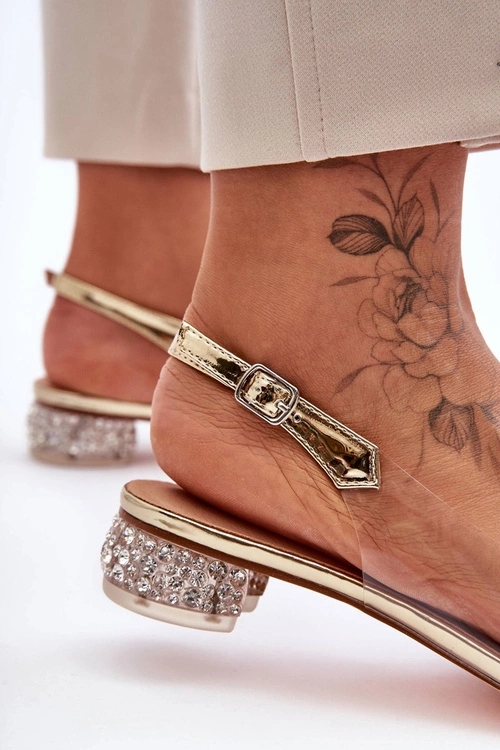 Sandałki Transparentne z Ozdobami Złote S.Barski MR1037-05