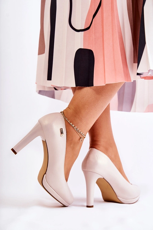 Damskie Klasyczne Czółenka Na Platformie Perłowy Beżowy Alivene