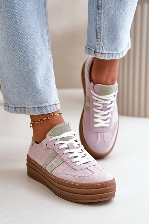 Zazoo N1068S4 Damskie Zamszowe Sneakersy Na Platformie Fioletowe