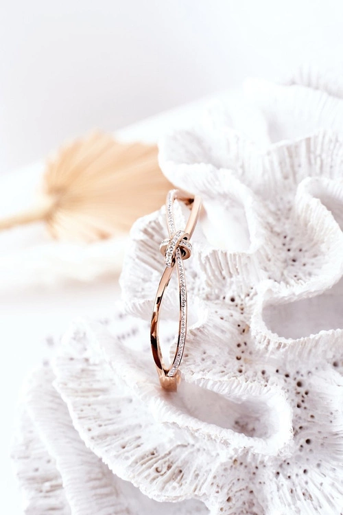 Bransoletka Stalowa z Cyrkoniami Różowe Złoto