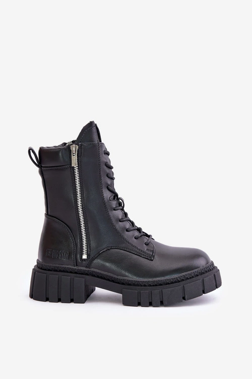 Ocieplane Botki Workery Damskie Z Eko Skóry Big Star MM274578 Czarne