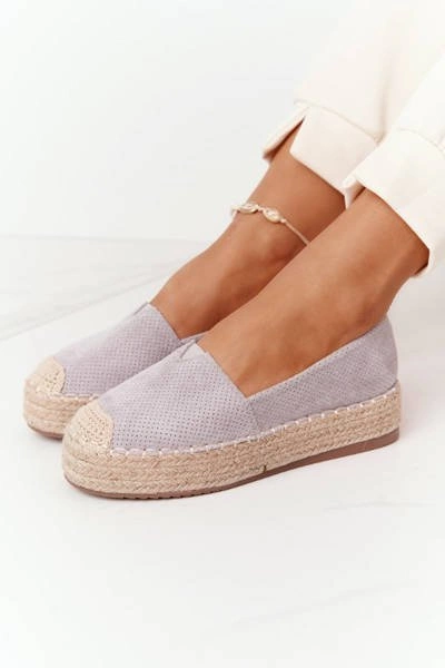 Espadryle Na Słomkowej Platformie Szare Highway