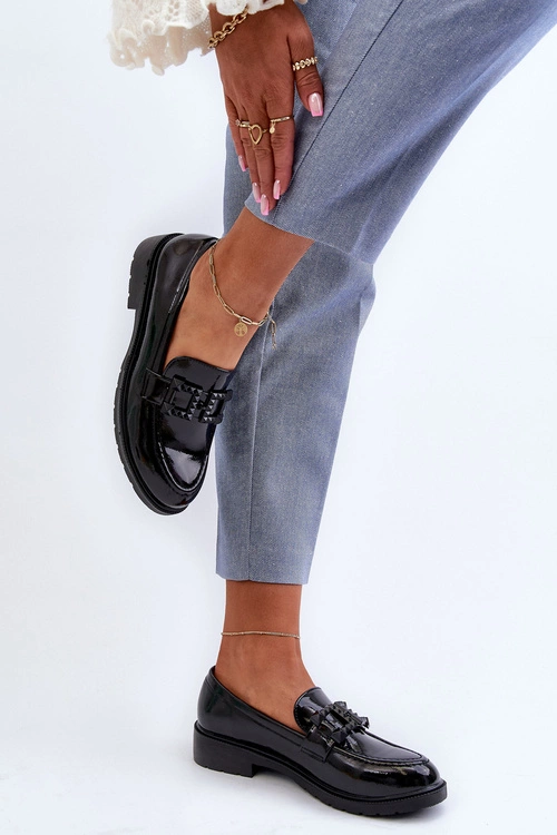 Lakierowane Mokasyny Damskie Z Ozdobą S.Barski HY371A