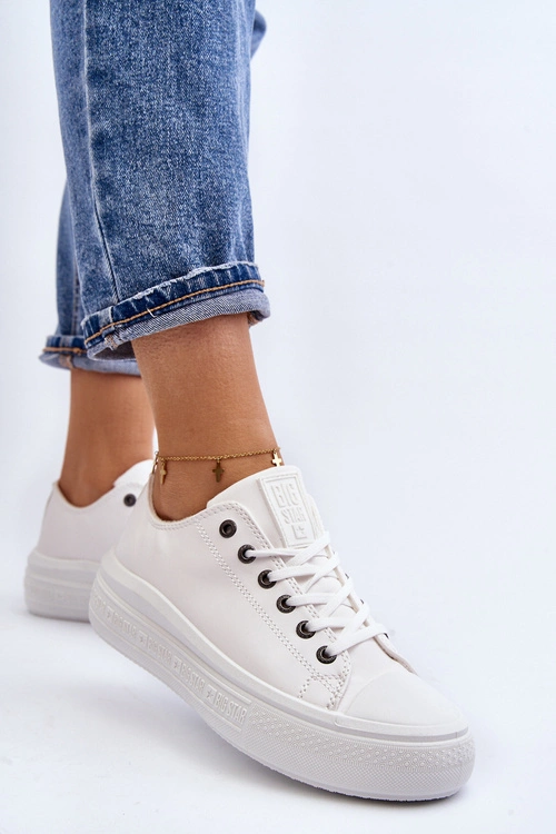 Niskie Trampki Damskie Ocieplane Białe Big Star MM274029