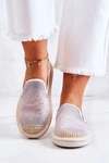 Damskie Materiałowe Espadryle Z Cyrkoniami Szare Deimos