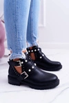 Czarne Botki z Wycięciami Cadenza
