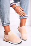 Sportowe Damskie Buty Sneakersy Slip-on Beżowe Say Something