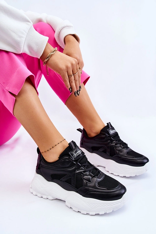 Klasyczne Sneakersy Na Platformie Czarne Larec