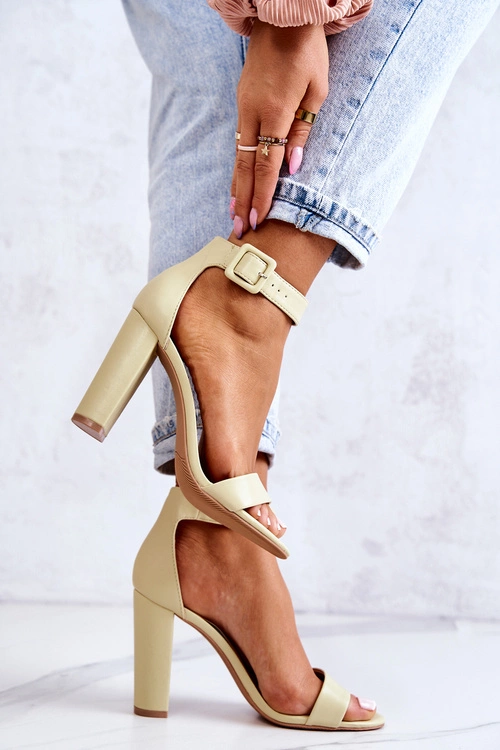 Sandałki Na Obcasie Pastelowy Zielony Georgina