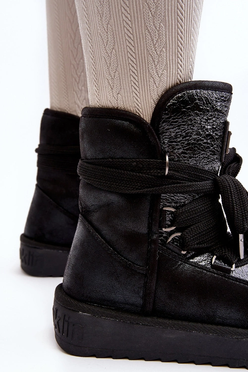 Damskie Śniegowce Z Wiązaniem D.Franklin DFSH370006 Czarne