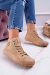 Trampki Damskie Big Star Wysokie Ocieplane Camel EE274116