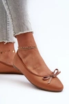 Baleriny Eko Skórzane Z Kokardką Camel Sandelal