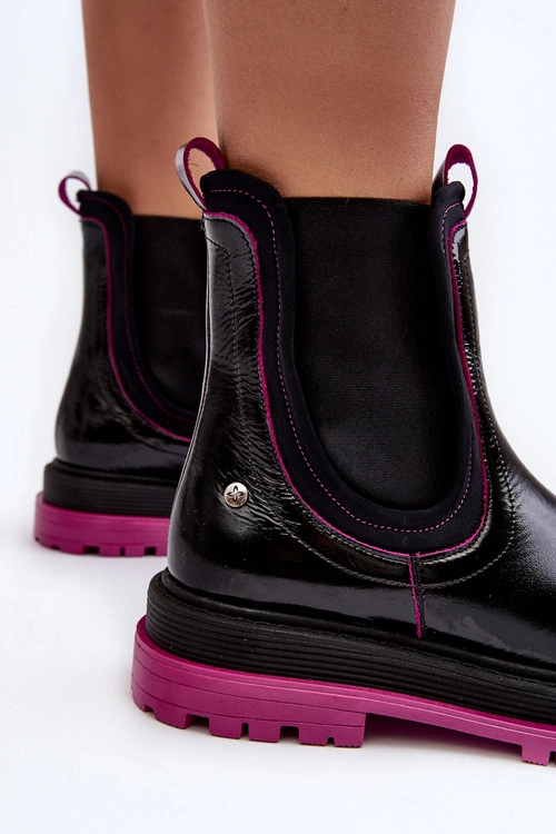 Damskie Skórzane Botki Sztyblety Maciejka 06199 Czarne