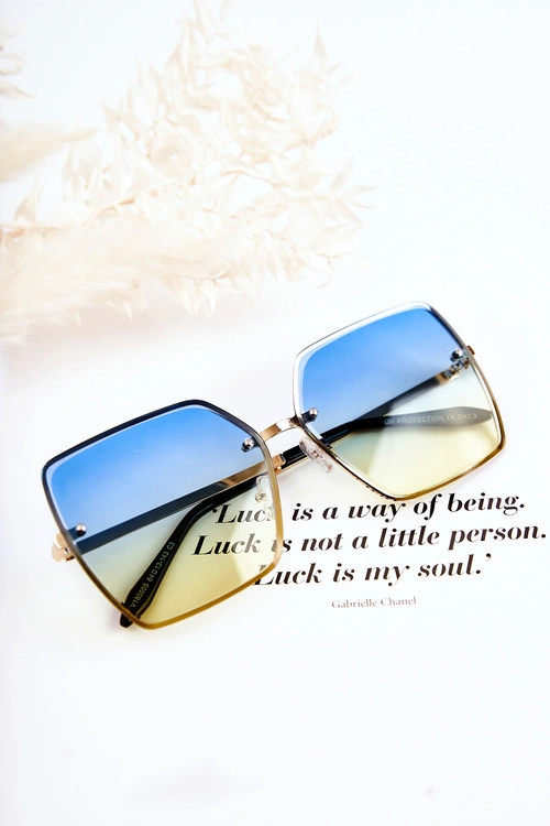 Duże Okulary Przeciwsłoneczne Kwadratowe V180005 Niebiesko-Żółte