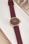 Zegarek Na Eko Skórzanym Pasku Bez Niklu Fioletowy ERNEST E62155D