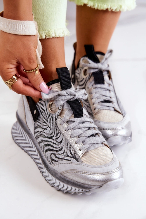 Damskie Skórzane Sneakersy Maciejka 04916-03 Szare