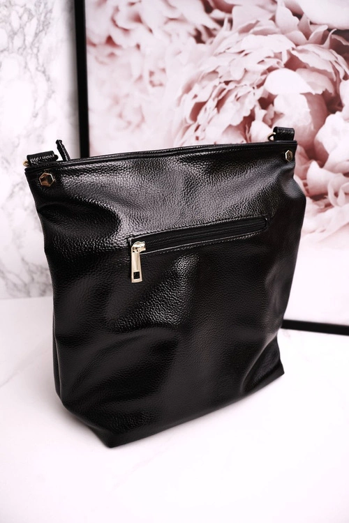 Torebka Damska Z Odpinanymi Paskami LAURA BIAGGI Lakierowana Czarna