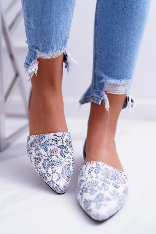 Baleriny Laura Messi 1110 Skóra Szare Augure