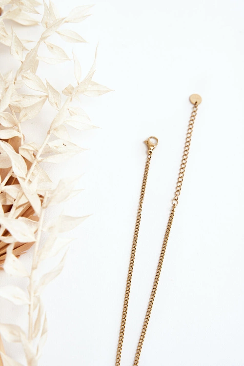 Damski Łańcuszek Pancerka Z Czarnymi Kwiatami Złoty