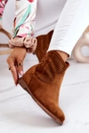Zamszowe Damskie Botki Ukryty Koturn Camel Solene