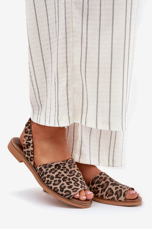 Zazoo 40327 Skórzane Wsuwane Sandały Panterka