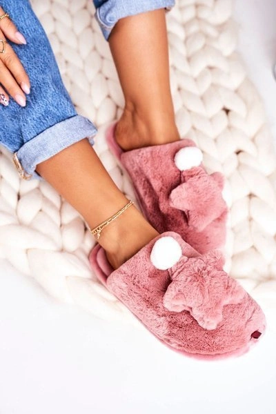 Damskie Papcie Z Futerkiem I Gwiazdką Pudrowy Róż Night-Night
