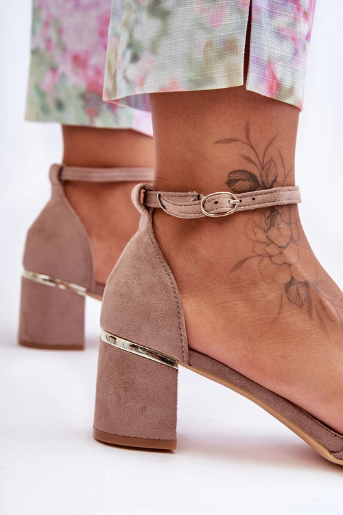 Zamszowe Sandały Z Warkoczem Ciemnobeżowe Essenza