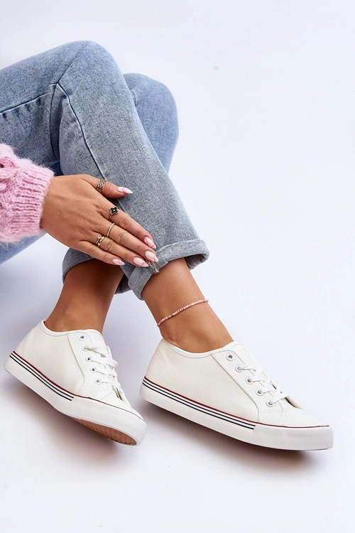 Damskie Trampki Z Eko Skóry Białe Lirean