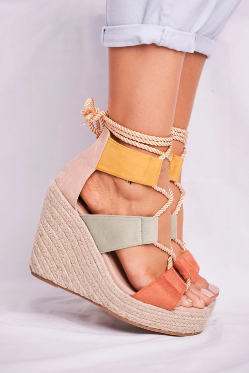 Sandałki Damskie Na Koturnie espadrylu kolorowe Beautiful One