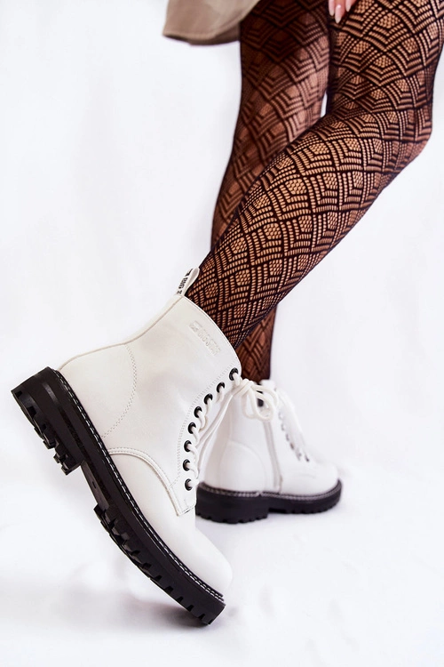 Damskie Botki Na Platformie Big Star KK274539 Białe